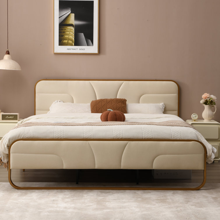 Platform bed deals with velvet headboard